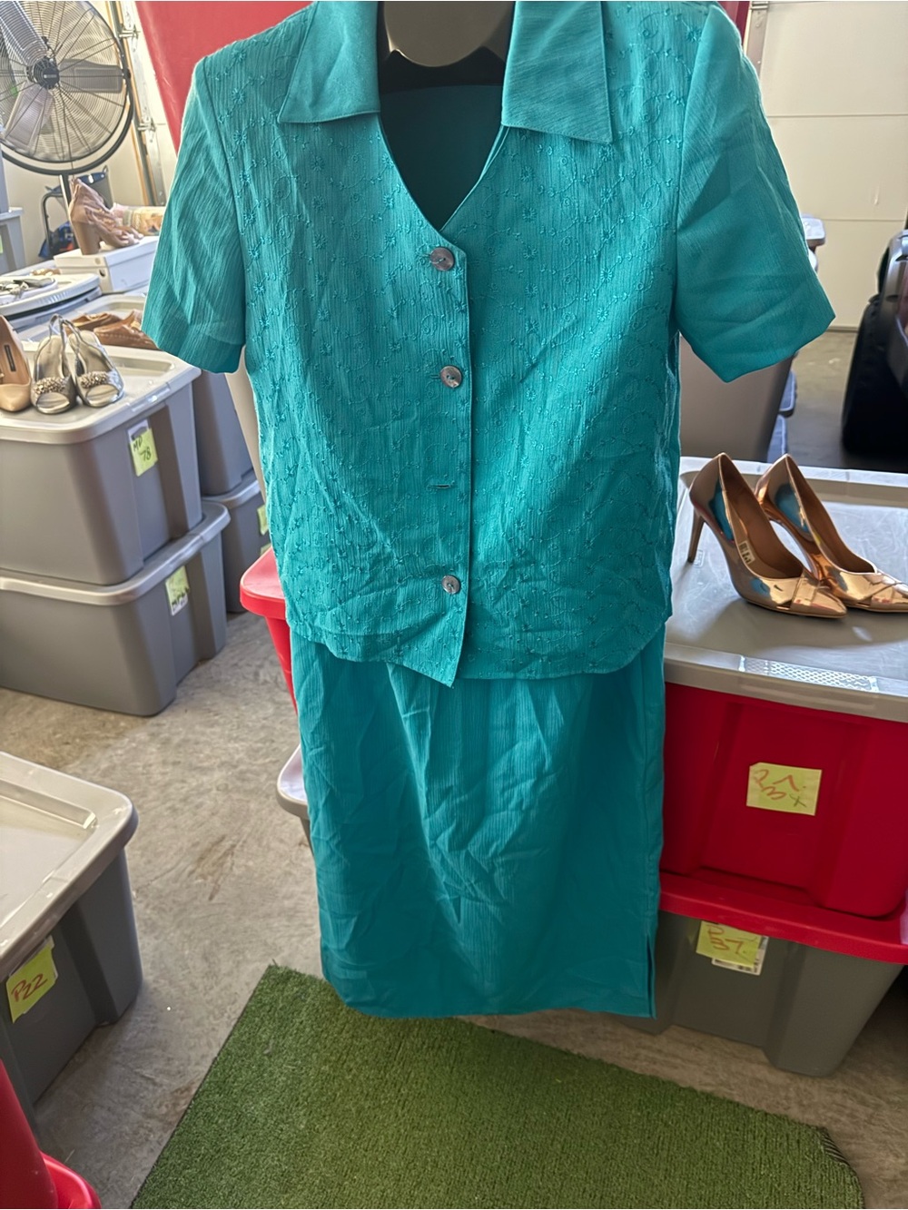 Turquoise Short Sleeve Dress Set - Unbranded p26